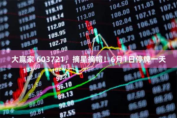 大赢家 603721，摘星摘帽！6月1日停牌一天